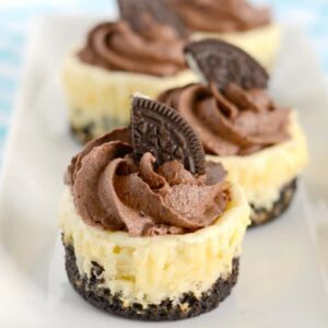 Easy and delicious, these mini chocolate mousse oreo cheesecakes are sure to become a favorite dessert recipe!