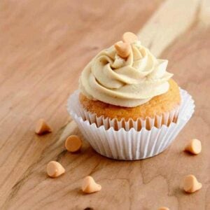 Butterscotch Cupcakes with butterscotch frosting. Pudding in the batter gives these cupcakes great flavor, and keeps them moist and delicious!