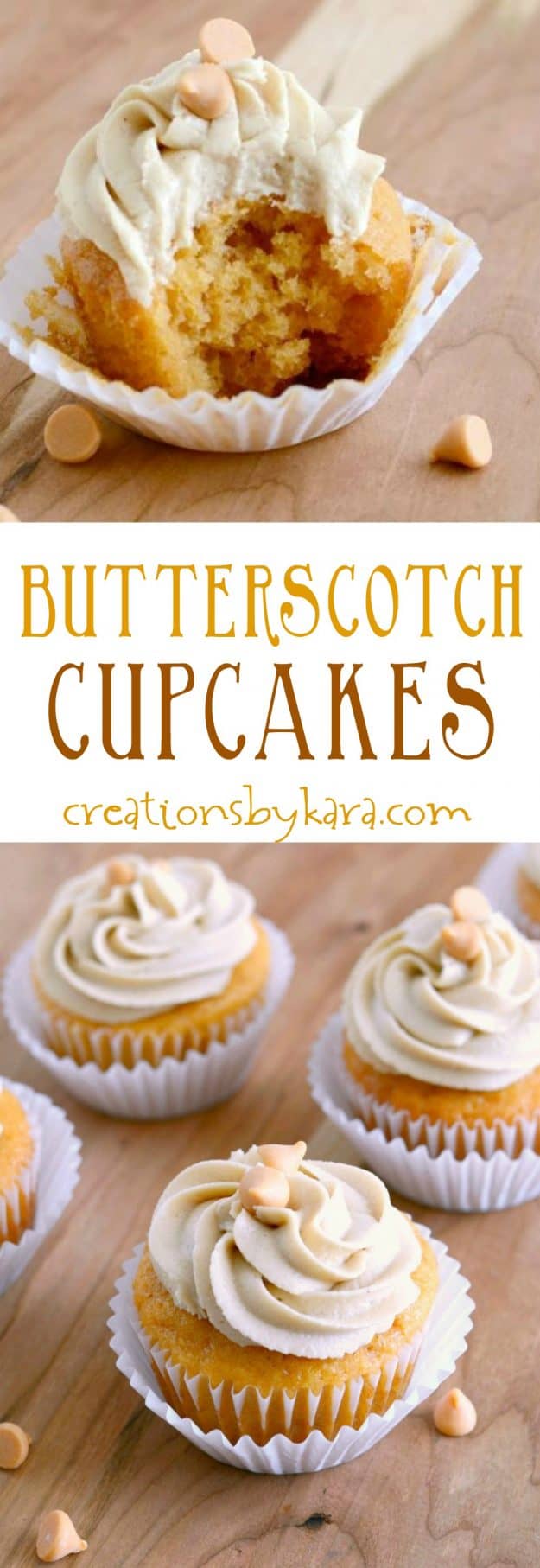 Butterscotch Cupcakes with Butterscotch Frosting Creations by Kara