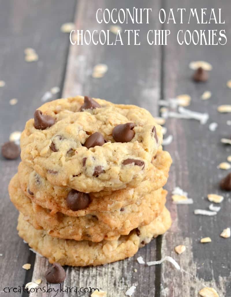 Coconut Oatmeal Chocolate Chip Cookies - Creations by Kara
