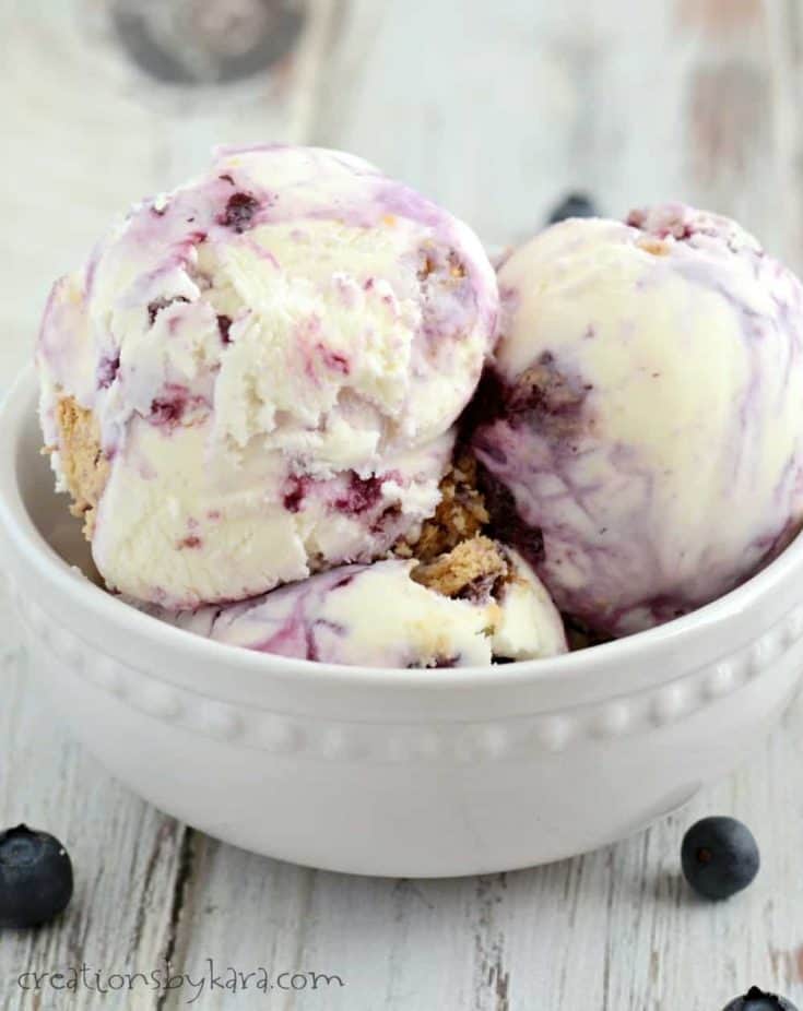 Everyone will rave about this Lemon Blueberry Cheesecake Ice Cream. It is simply divine! A must try homemade ice cream recipe!