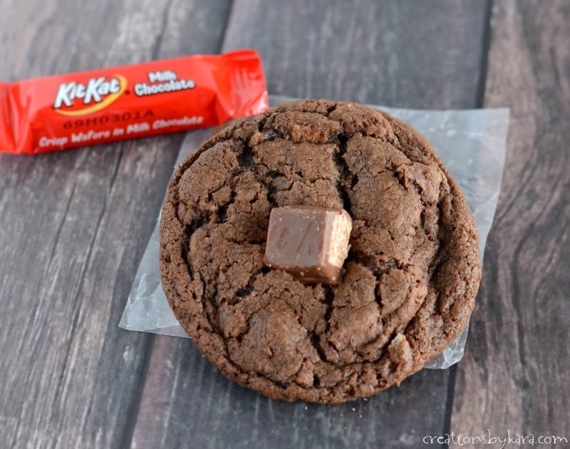 chocolate cookie topped with chopped kit kats