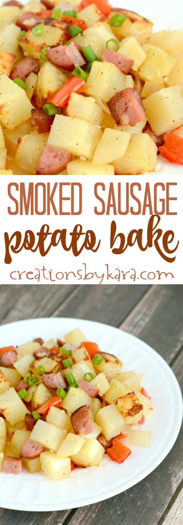 smoked sausage and potato bake pinterest collage