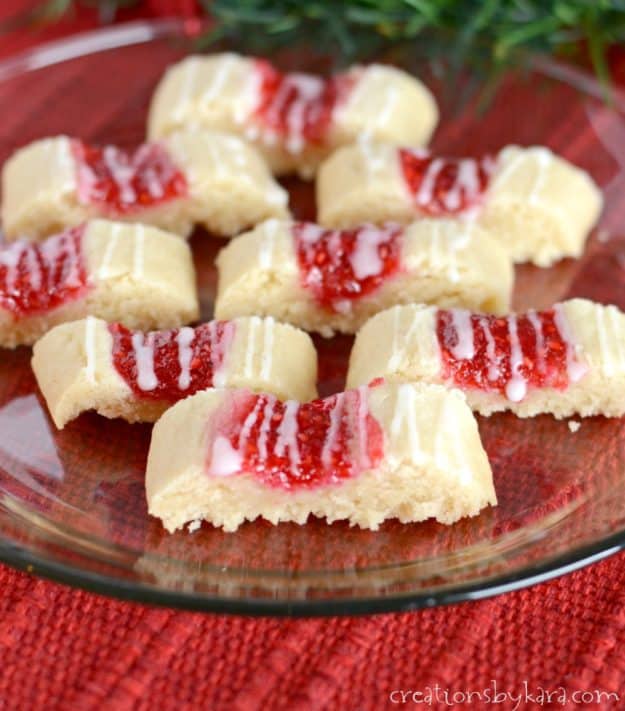 close up of raspberry butter cookies