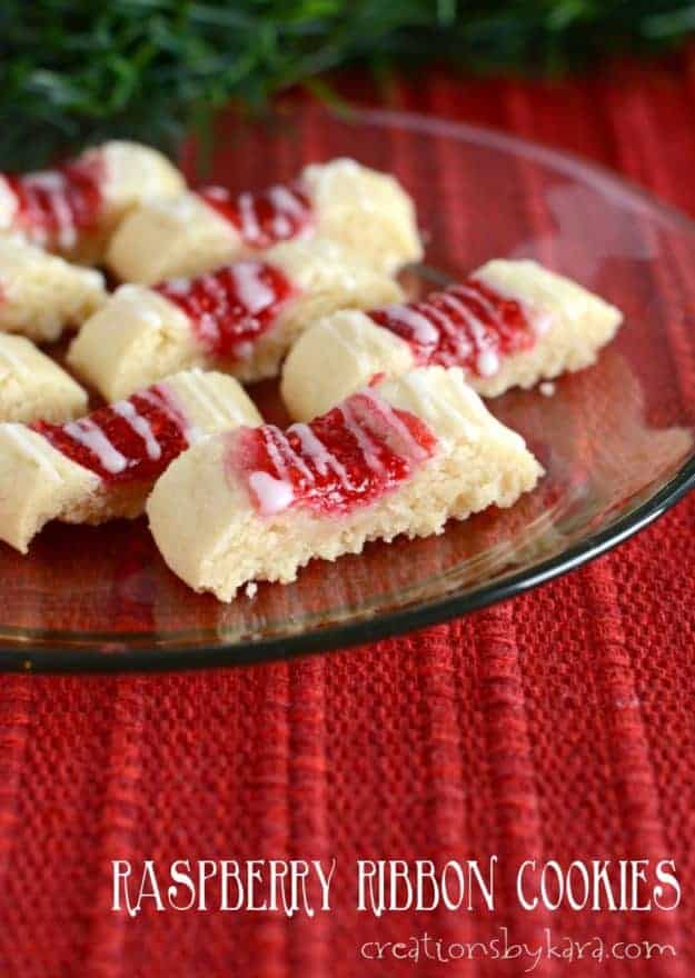 plate of raspberry ribbon cookies