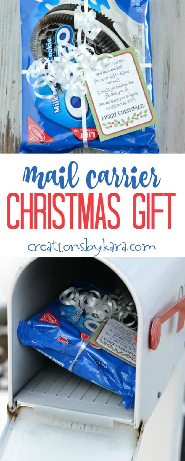 Mail carrier Christmas gift with free printable gratitude Christmas gift tags
