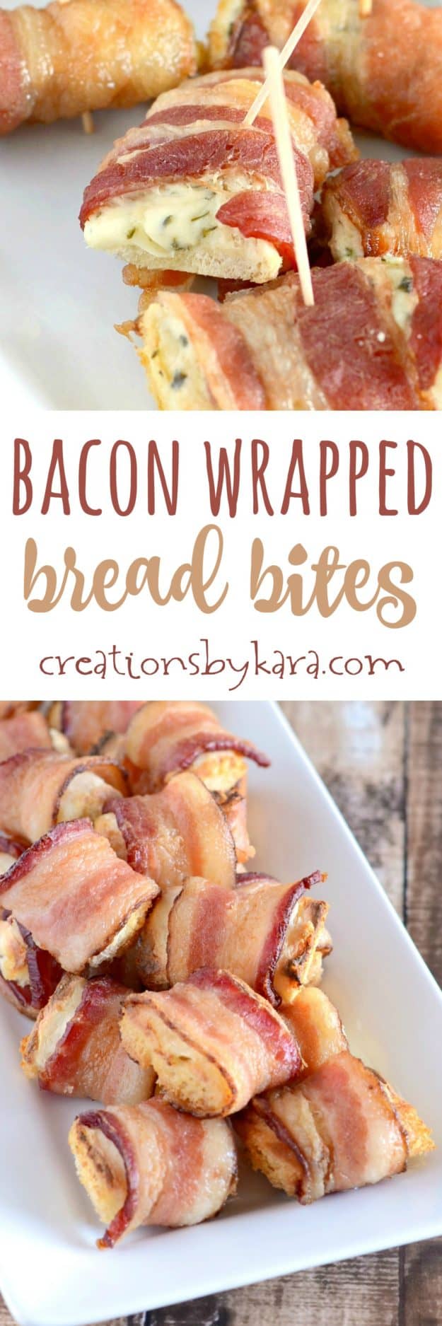 Bacon Wrapped Bread Bites recipe collage