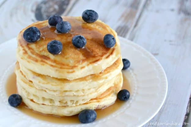 Fluffy pancakes with blueberries