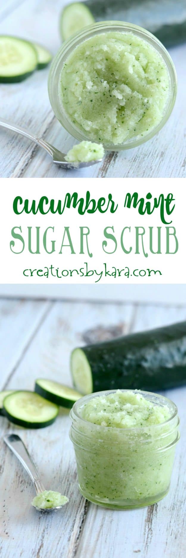 cucumber mint sugar scrub recipe collage