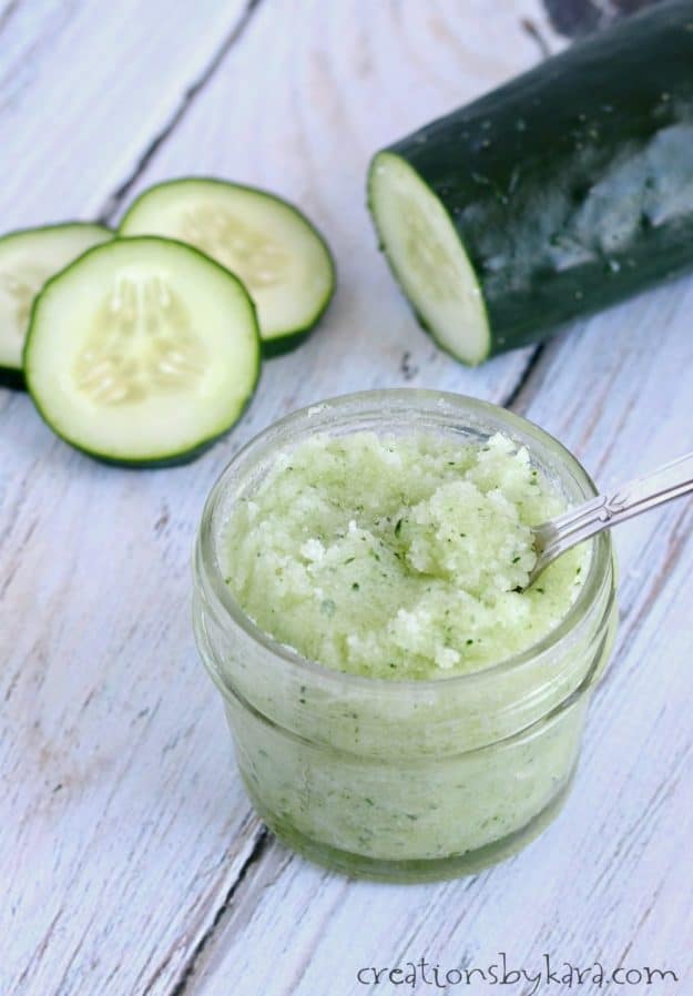DIY sugar scrub with mint and cucumber
