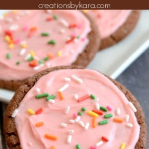 chocolate sugar cookies with buttercream frosting