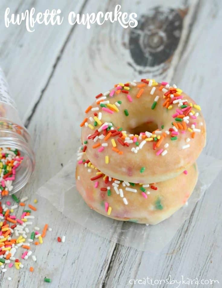 Funfetti Donuts - baked donuts filled with colorful sprinkles. Such a fun dessert!