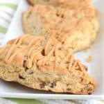 My family went crazy for these peanut butter scones. With chocolate chips and peanut butter glaze, they are irresistible!