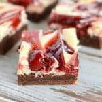 close up shot of cherry cheesecake brownie