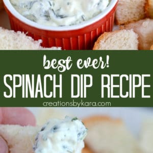 spinach dip recipe collage