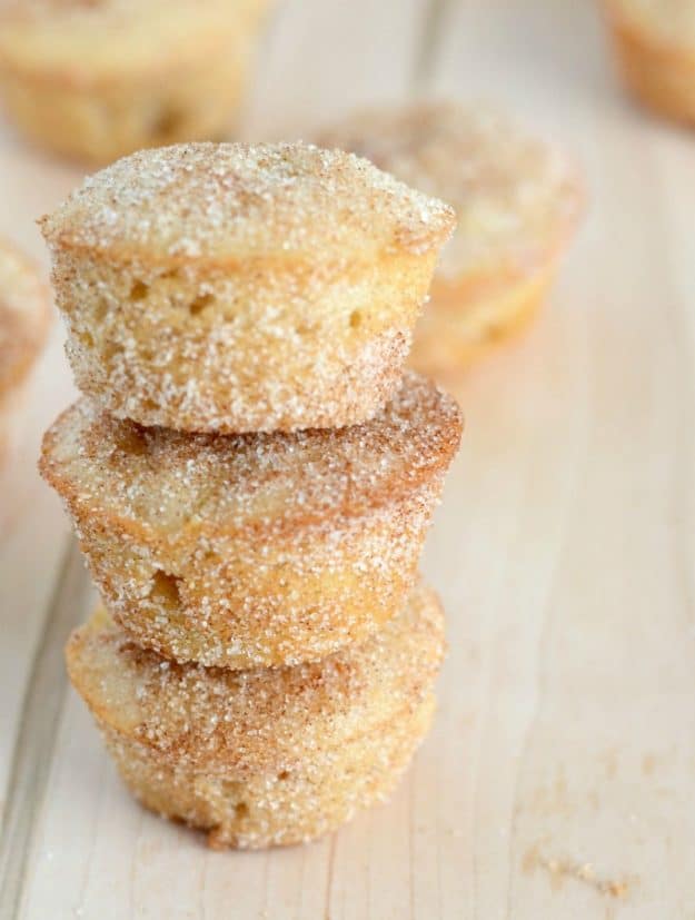 stack of mini cinnamon sugar apple muffins