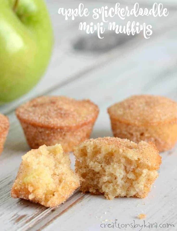 Mini Apple Snickerdoodle Muffins - loaded with chunks of apple and rolled in cinnamon sugar, these muffins are exceptional!