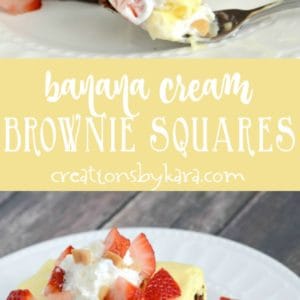 banana cream brownies recipe collage