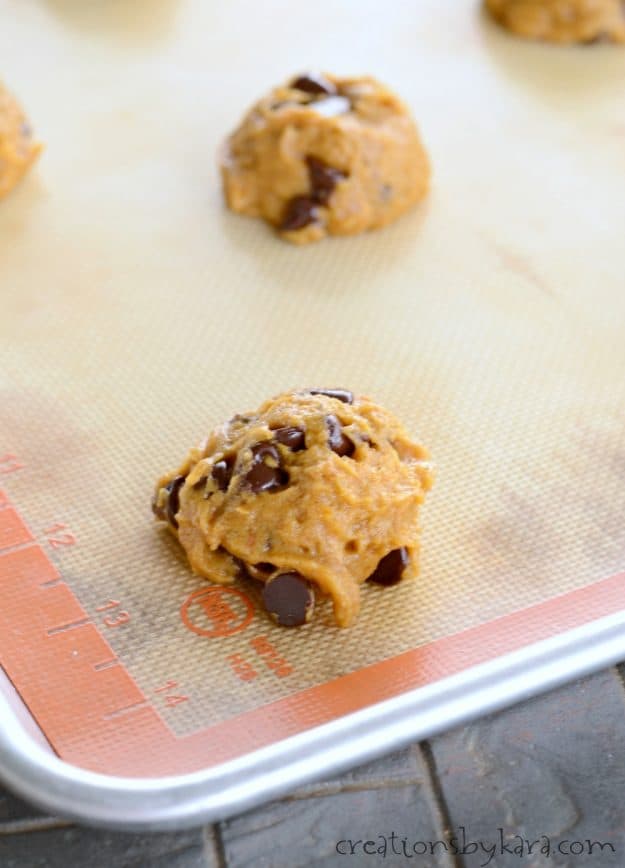 Use a cookie scoop for pumpkin cookies