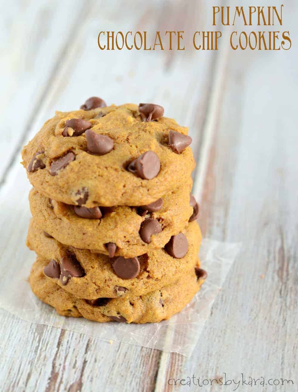 Pumpkin Chocolate Chip Cookies - Creations by Kara