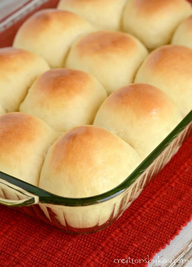 pan of rolls with buttered tops