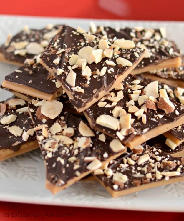 hard toffee with chopped almonds