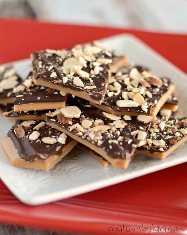 plate of english toffee