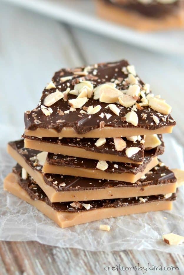 stack of homemade English toffee