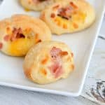 Soft pretzel bites stuffed with ham and cheese.