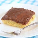 This buttery yellow sheet cake is so easy, and so delicious. The chocolate fudge frosting makes it seriously hard to stop eating!
