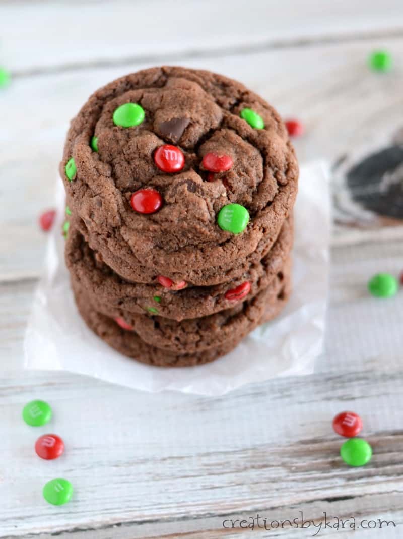 M&M Chocolate Christmas Cookies - Creations by Kara