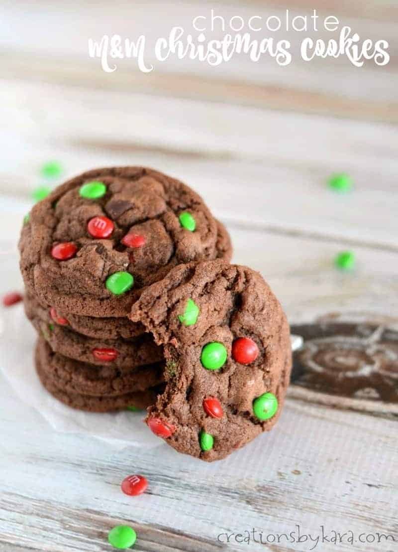 M&M Chocolate Christmas Cookies - Creations by Kara