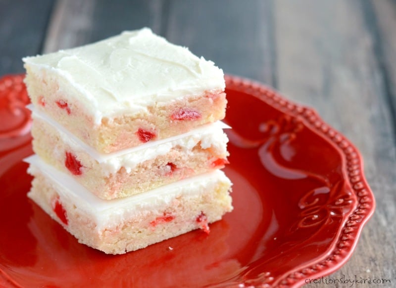 Maraschino Cherry Sugar Cookie Bars Creations by Kara