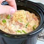 Simply amazing cheesy bacon dip made in the slow cooker. #appetizer #gameday