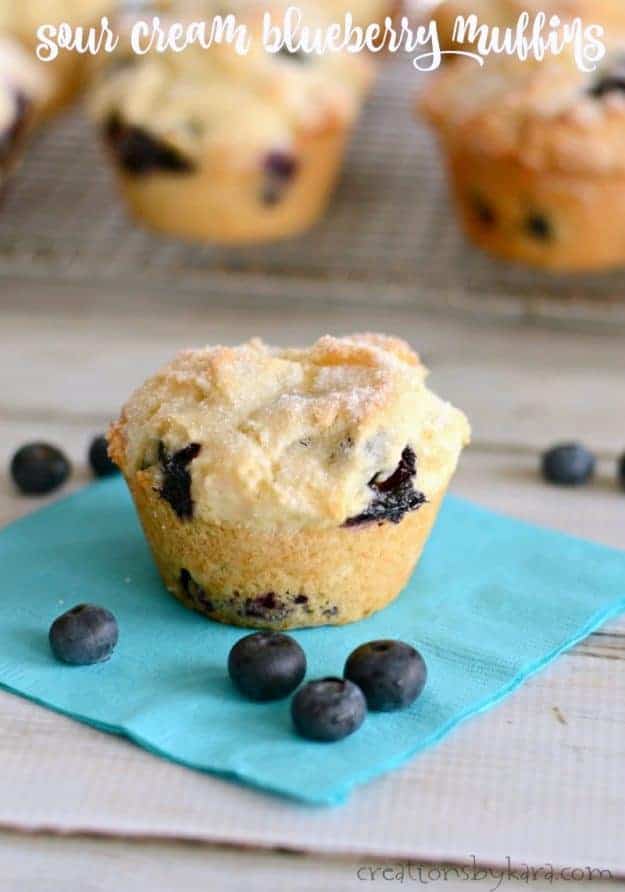 sour cream blueberry muffins title photo