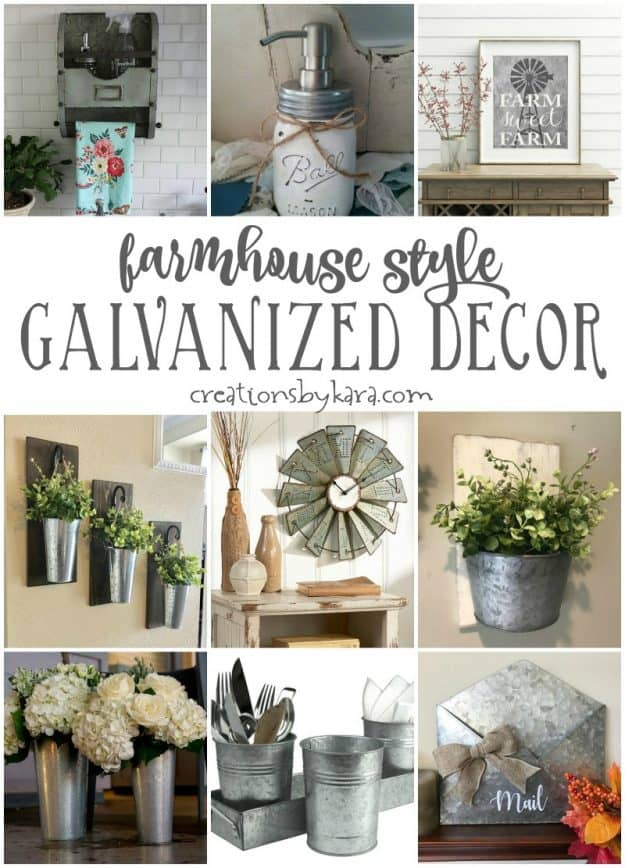 Farmhouse Style Galvanized Decor - decorating ideas for every budget! #farmhouse #galvanized #farmhousedecor