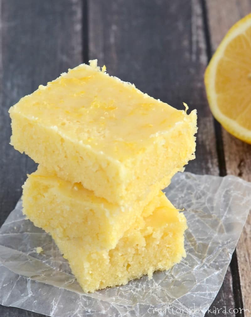 Lemon fans will love these soft and chewy lemon brownie squares