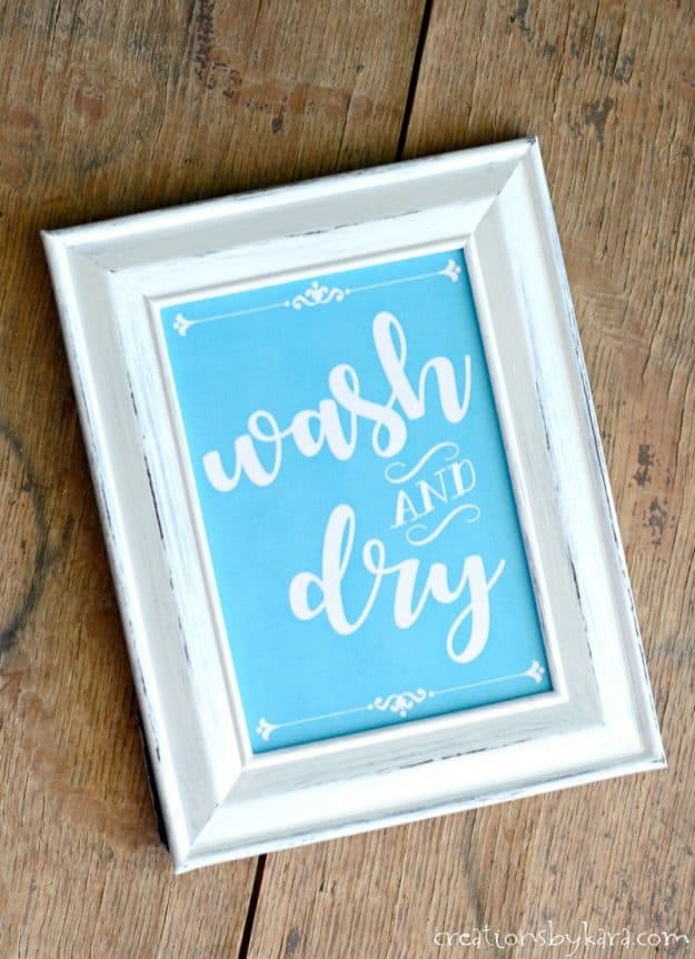 blue wash and dry laundry sign printable
