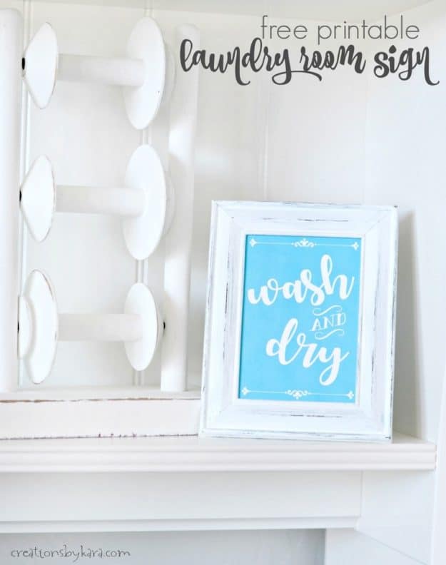 Free printable wash and dry laundry sign in frame