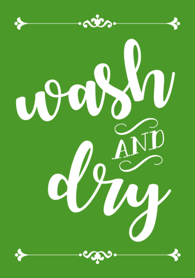 free printable wash and dry laundry sign - green