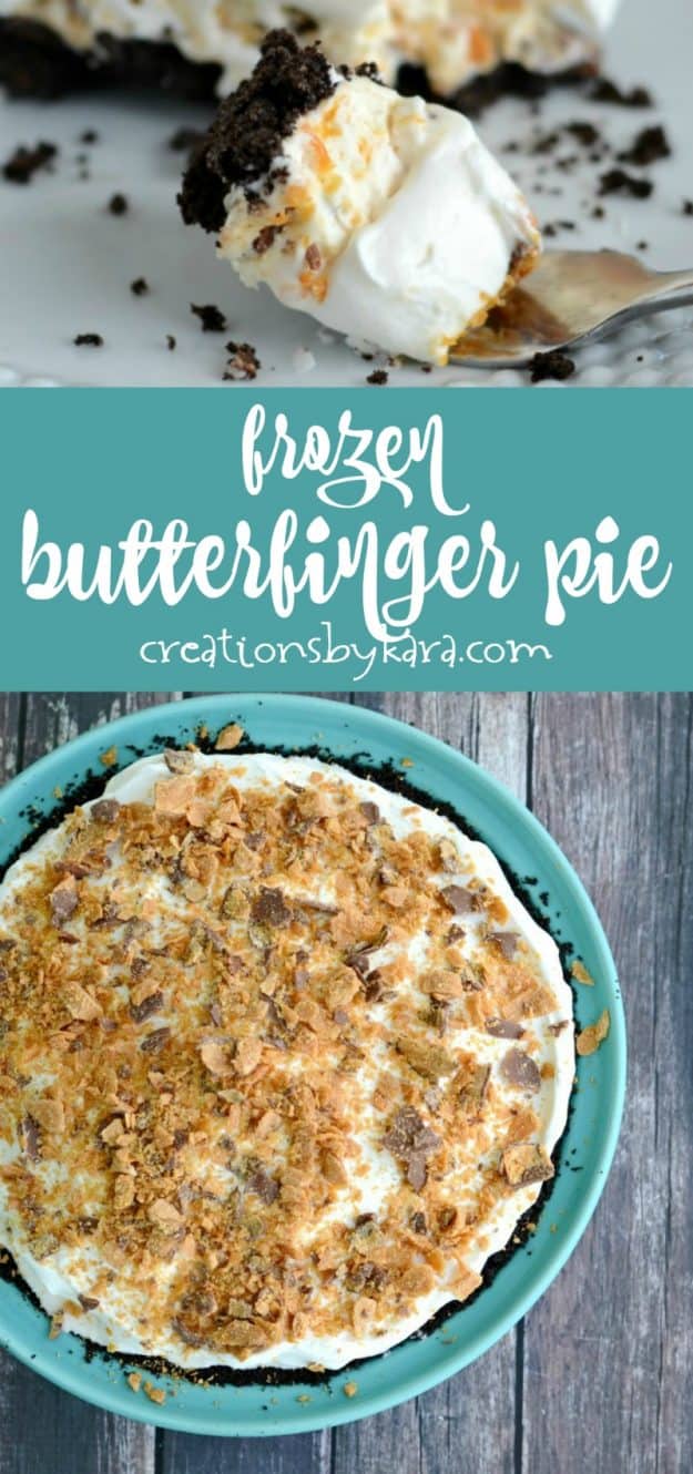 Butterfinger Pie recipe collage