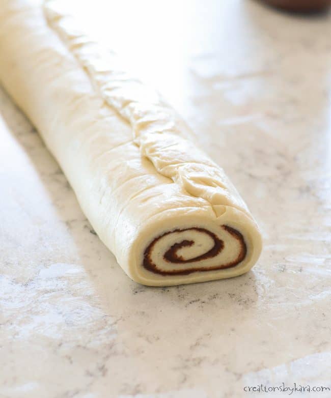 Rolled up dough for Nutella rolls