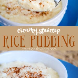 creamy stovetop rice pudding recipe collage