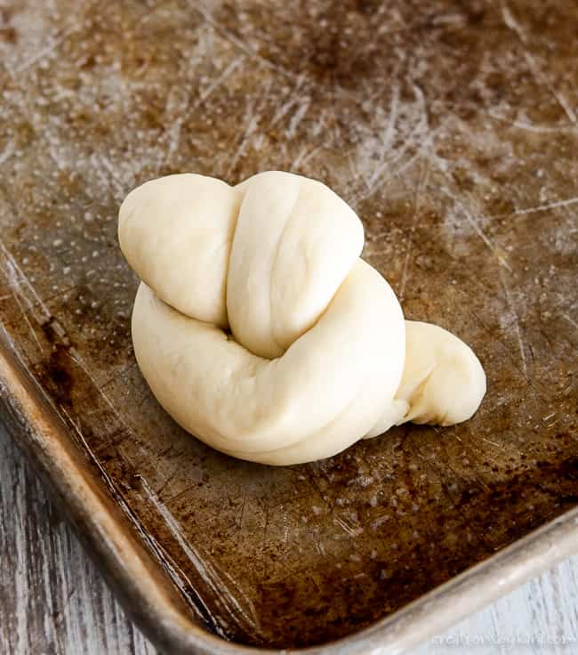 unbaked garlic twist on a cookie sheet