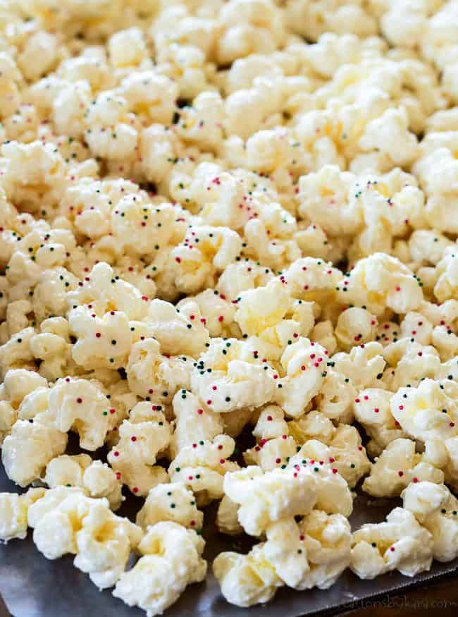 puffcorn crack with white chocolate and sprinkles