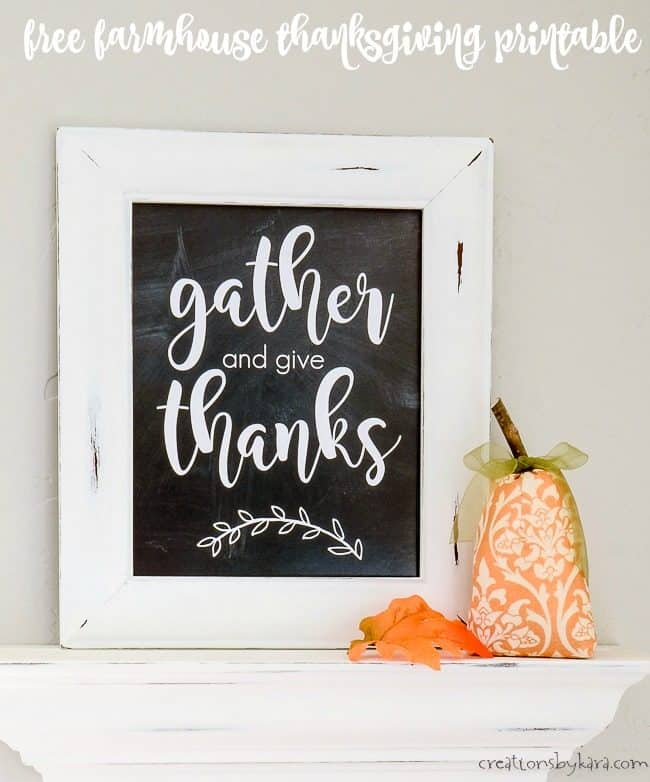 gather and give thanks printable on shelf