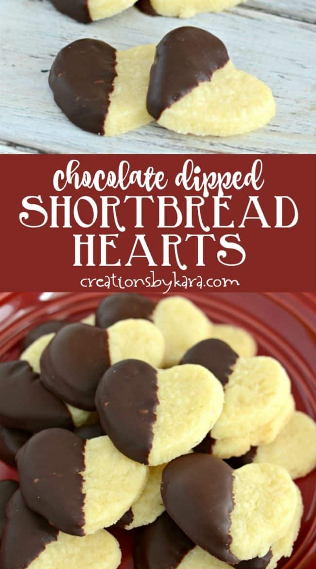 chocolate dipped shortbread hearts recipe collage