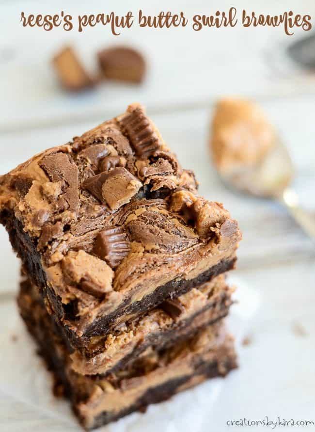 reese's peanut butter swirl brownies title photo