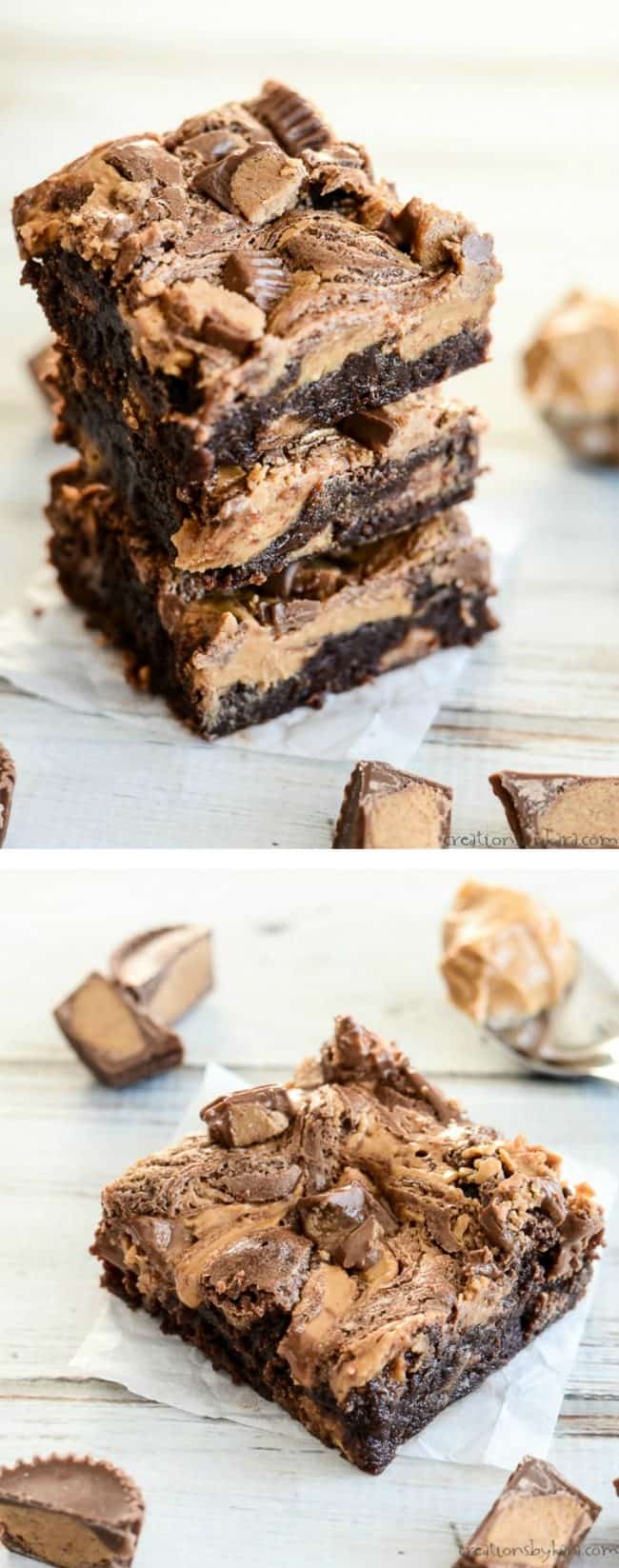 peanut butter swirl brownie recipe collage