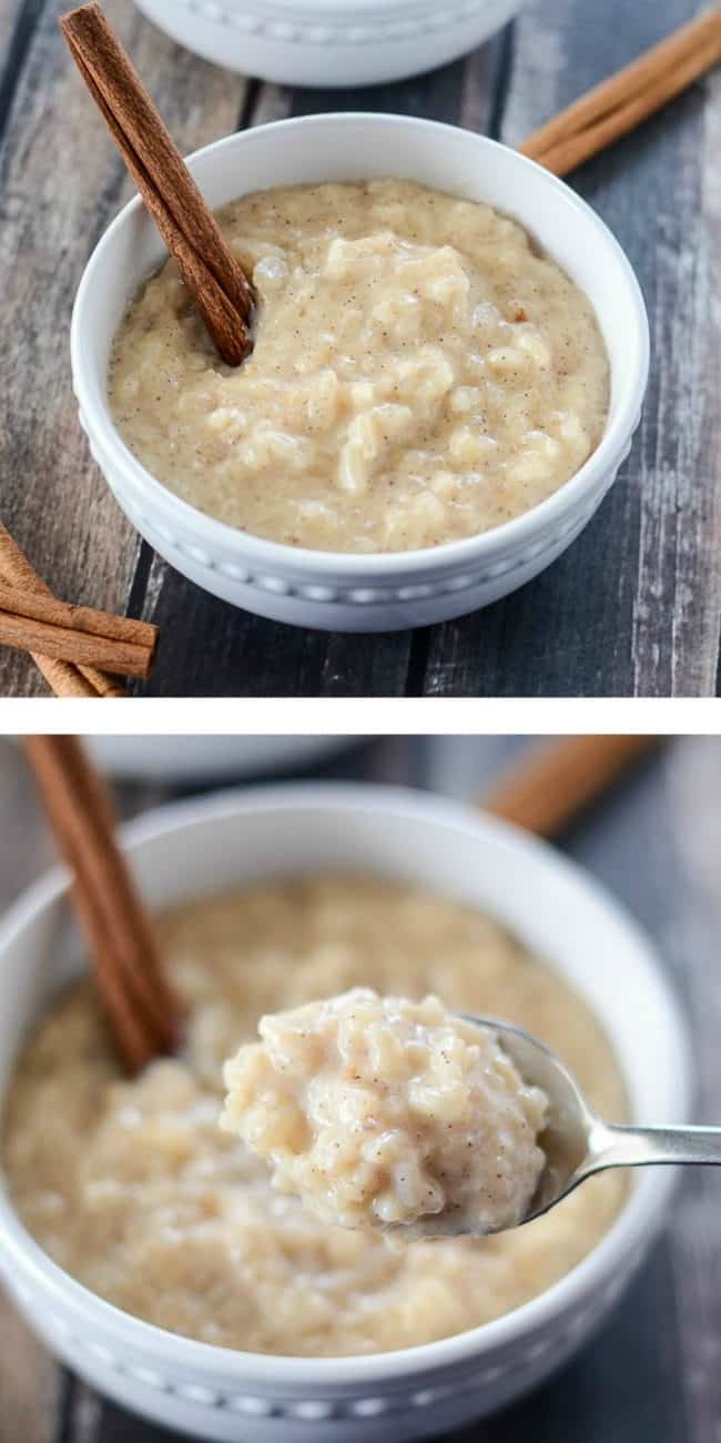 crock pot rice pudding recipe collage